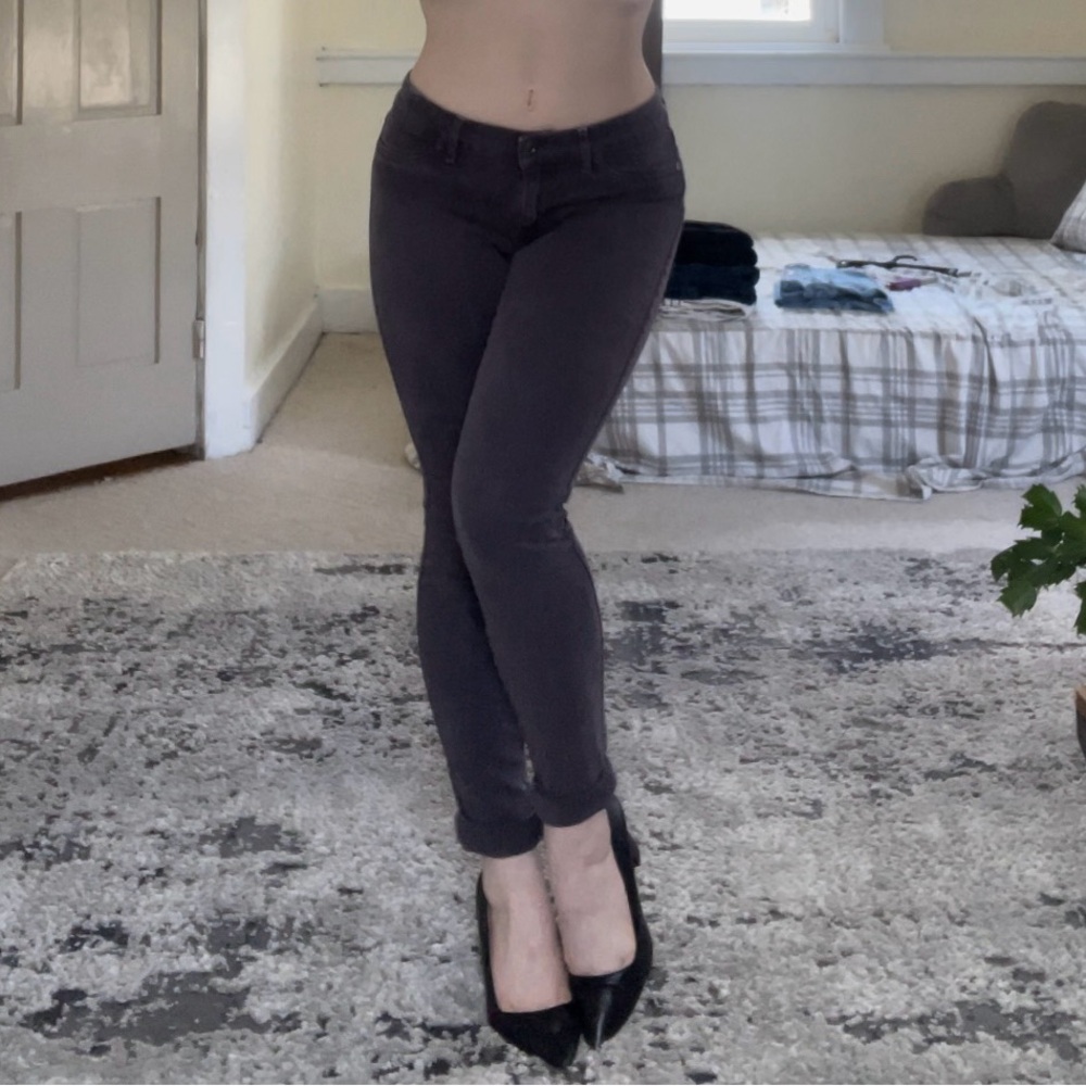 Rich & Skinny Dark Gray Washed Purple Jeans Grunge Punk Faded Comfy Casual Cute - Picture 4 of 7